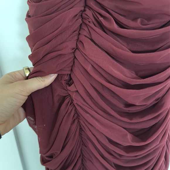 House of CB Sirene burgundy ruched bodycon midi dress SMALL Ruched Dress - Picture 8 of 12